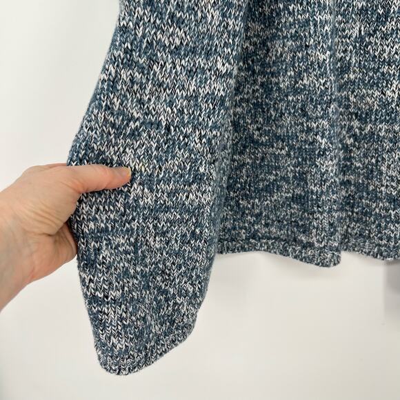 PureJill Open Cotton Cardigan Sweater Small Marled Blue Long Line Pocket J. Jill - Picture 3 of 9